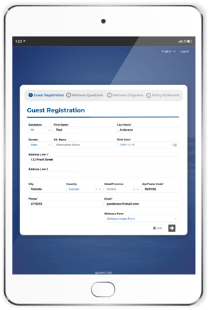 Wellness Guest Registration on iPad